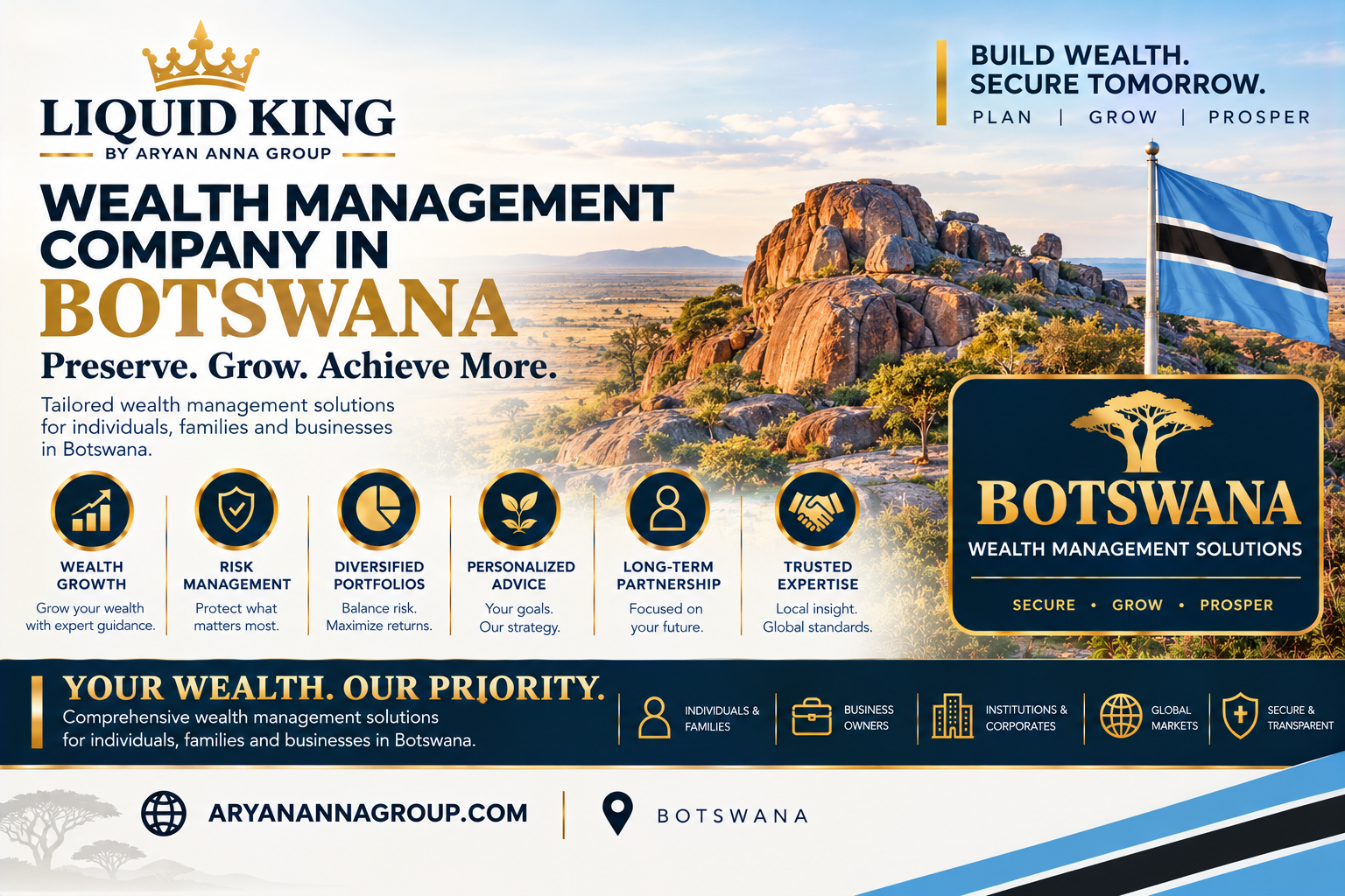 Wealth management company in Botswana offering professional financial planning, investment management and wealth preservation services